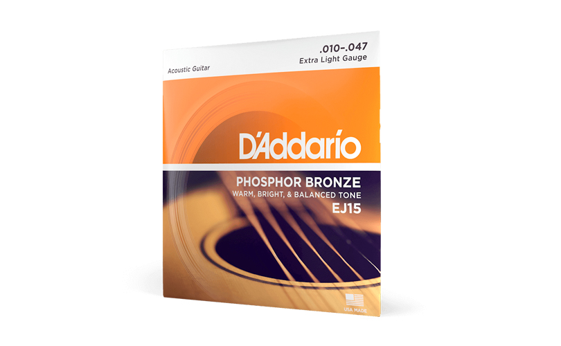 Struny pro akustickou kytaru D'ADDARIO EJ15 PHOSPHOR BRONZE EXTRA LIGHT - .010 - .047