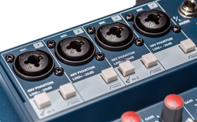 Mixážní pult SOUNDCRAFT NOTEPAD-12FX Mixážní pult SOUNDCRAFT NOTEPAD-12FX - detail vstupů