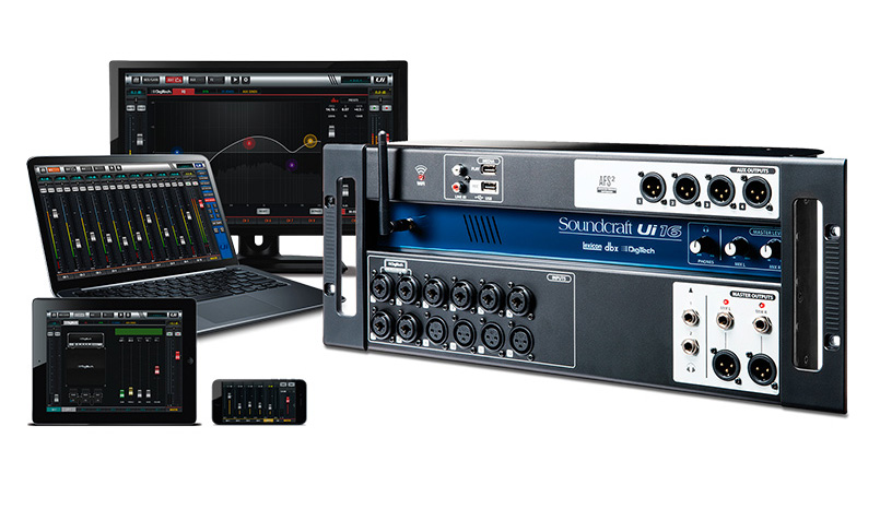 Digitální mixpult SOUNDCRAFT UI16 s kompatibilními zařízeními